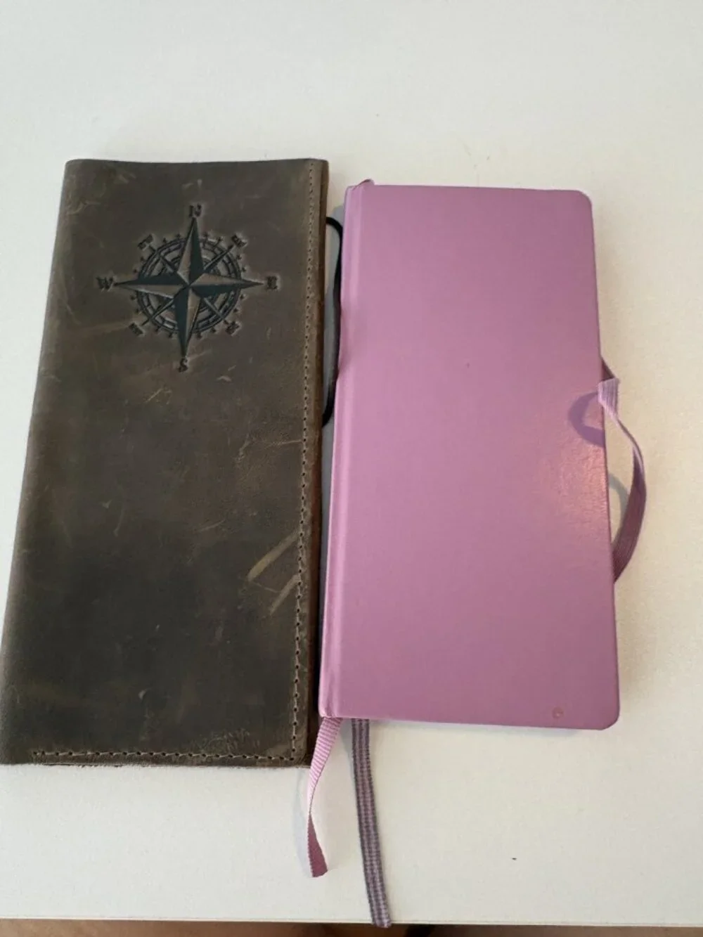 Handmade Distressed Leather Journal Cover - Compass Refillable